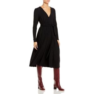 Rebecca Taylor Womens Black V-Neck Knee‎ Length Knit T-Shirt Dress NWT